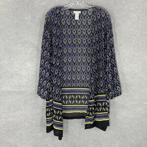Catherines Cardigan Women 2X‎ Textured Multicolor Lightweight Coverup Open Front